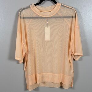 NWT Calia Light Peach Mesh Short Sleeve Top